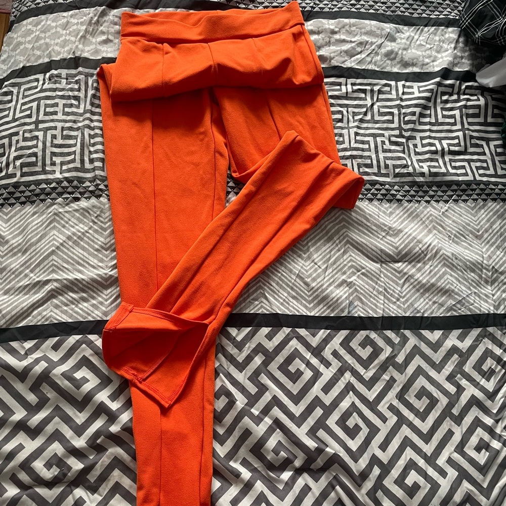 Missguided orange split hem trousers. Stretchy